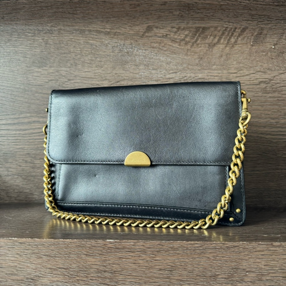 Coach Dreamer Black Calfskin Clutch Wristlet Mini Purse